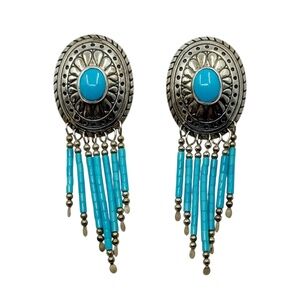 TK Zuni Southwestern sterling silver turquoise drop earrings - GM1
